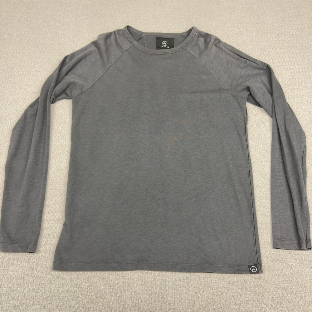 Aether Shirt Mens XL Gray Long Sleeve Cotton Crew Neck‎ Pullover Tee Made USA